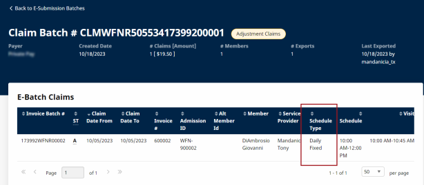 Batch Search Schedule Type Column